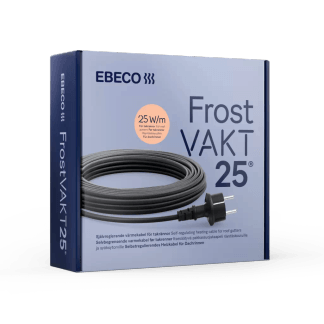 Frostvakt 25, Ebeco: ima 4 metre dolg priključni kabel z vtičem za uporabo pri začasnih namestitvah v žlebove in odtočne cevi