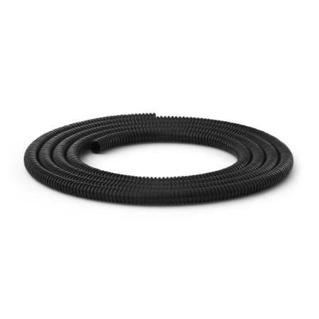 Gibljiva cev Ebeco ščiti senzorski kabel, ki vključuje končni pokrovček, adapter in opozorilne znake za enostavno in varno namestitev.