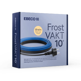 Frostvakt 10, Ebeco: produkt za zaščito pred poškodbami in puščanjem s priključkom v ozemljeno stensko vtičnico.